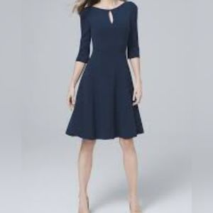 WHBM Petite Keyhole-Neck Fit-And-Flare Knit Dress